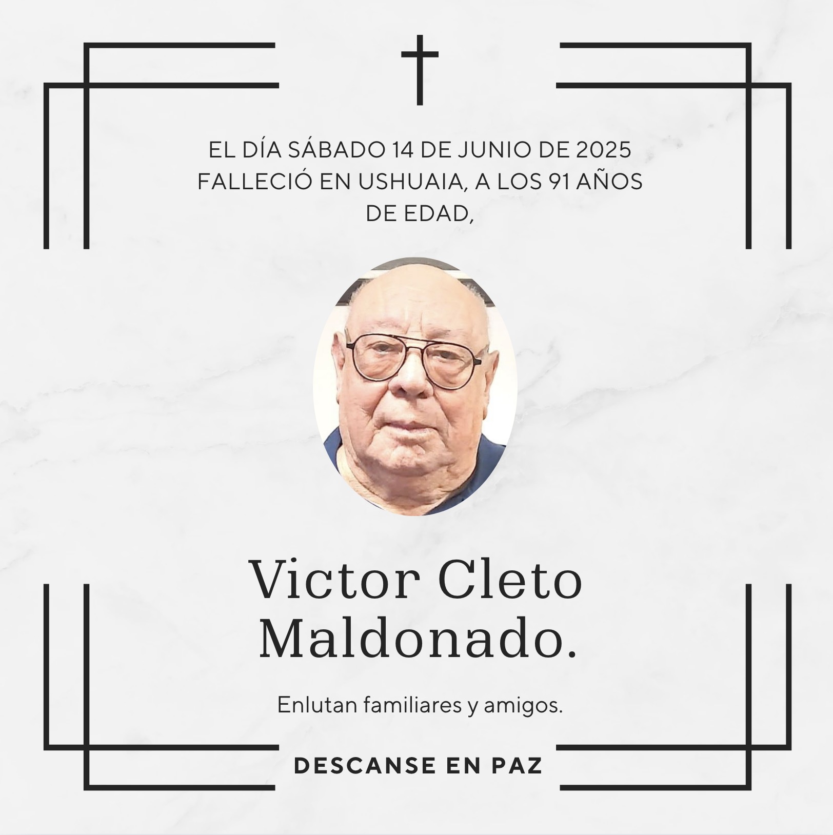Fallecimiento | Victor Cleto Maldonado.